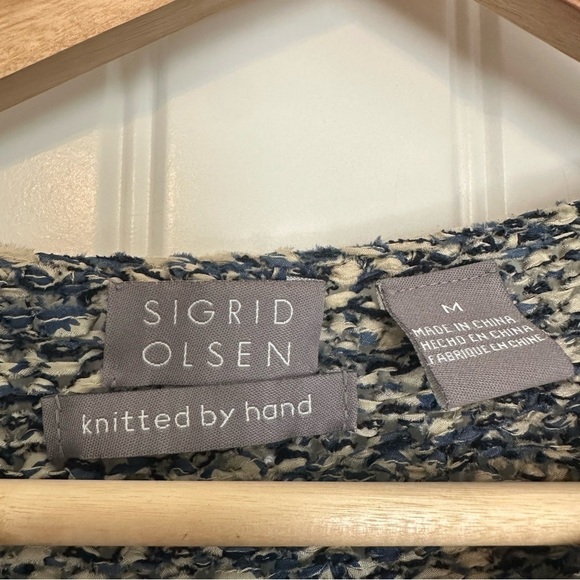 Vintage Abstract Hand Knit Sweater Silk Blue Whimsigoth Fairy Boho Size Medium - Picture 8 of 11